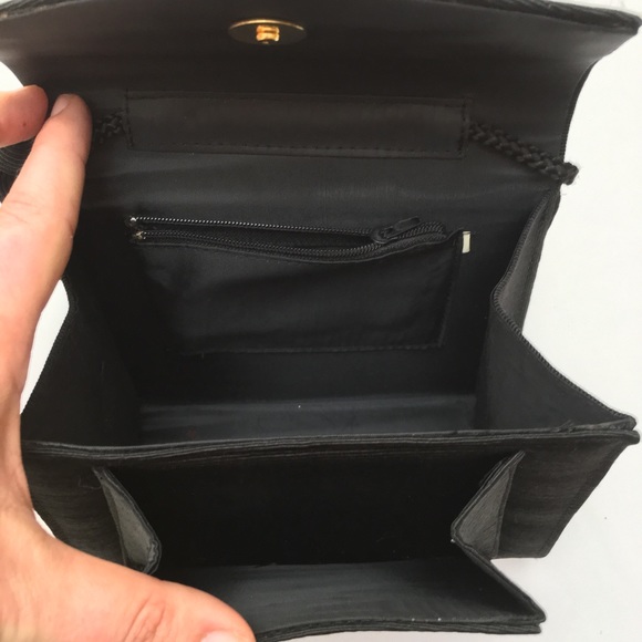 Trapezoid Tassel Top Handle Mini Crossbody Purse - Picture 4 of 5